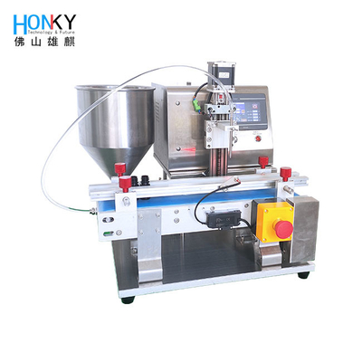 Desktop Type Small Batch Manufacturing Liquid Cream Filling Machine Withc Conveyor For Cosmetic Small Batch Packing