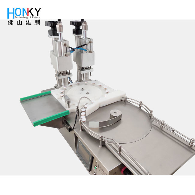 Desktop Using Automatic 5ml Vial crimp Capping Machine With Dual Capping Head for frozen dry powder packing
